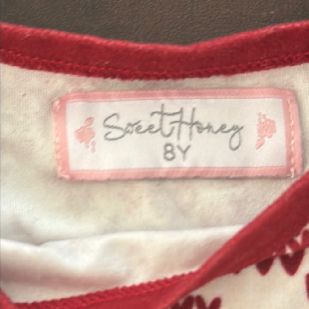 SweetHoney Red and White Pajama Set 8Y - Picture 2 of 3